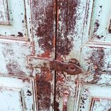 Old wooden cabinet with beautiful green patina