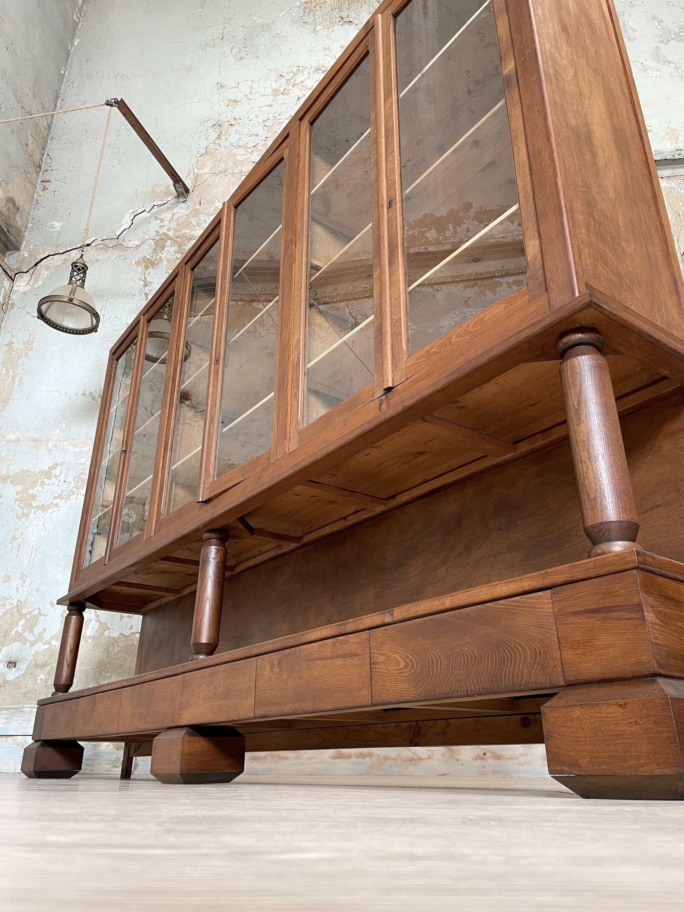 Solid wood display cabinet.