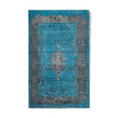 Handmade turkish 1970s 183 cm x 300 cm blue rug