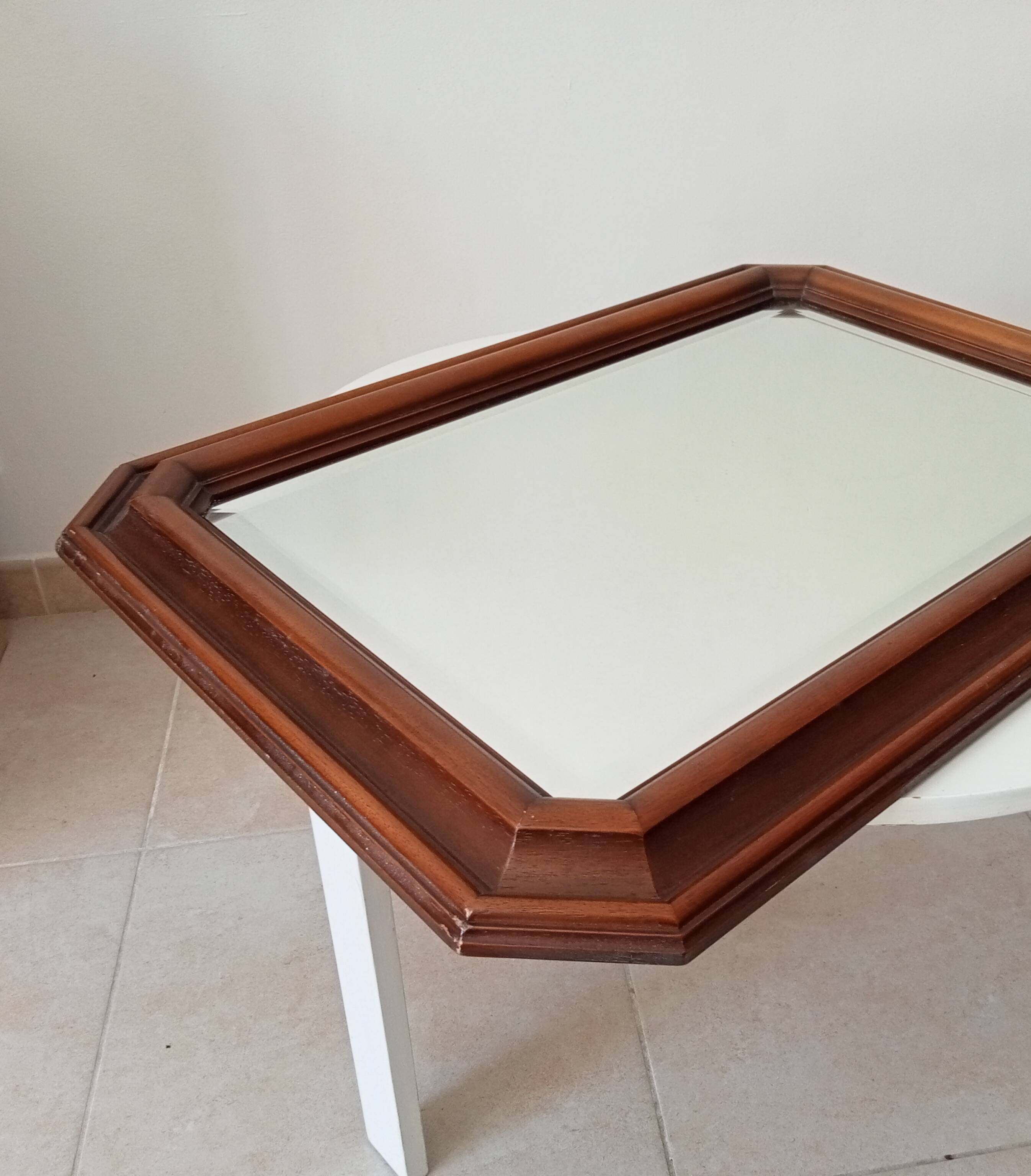 Vintage octagonal bevelled mirror from the 1960s.