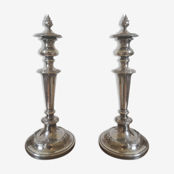 Pair of candlesticks- silver metal- around 1940