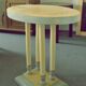 Art Deco oval side table in hand-painted azure blue and yellow wood, 1930s