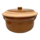 Grand plat à cassoulet en terre cuite vernissée