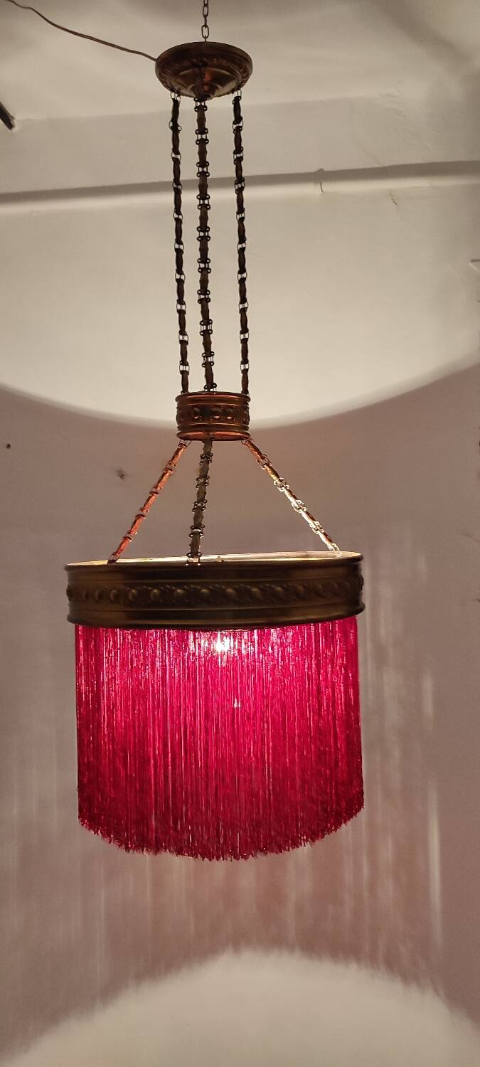 Lámpara de techo "Art Nouveu" de latón. Spain, 1930s.