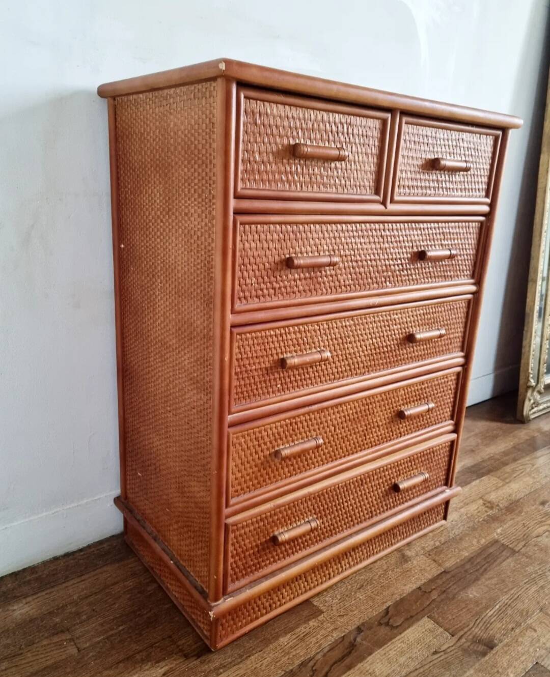 Woven Wicker Chest of Drawers