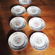 7 anciennes assiettes à dessert Moulin des Loups décor oiseau