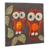 Wall decoration Owls in ceramic relief from the 60s / 70s