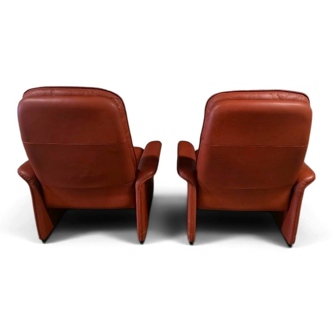 Pair of reclining lounge chairs DS 50 De Sede – Cognac Leather