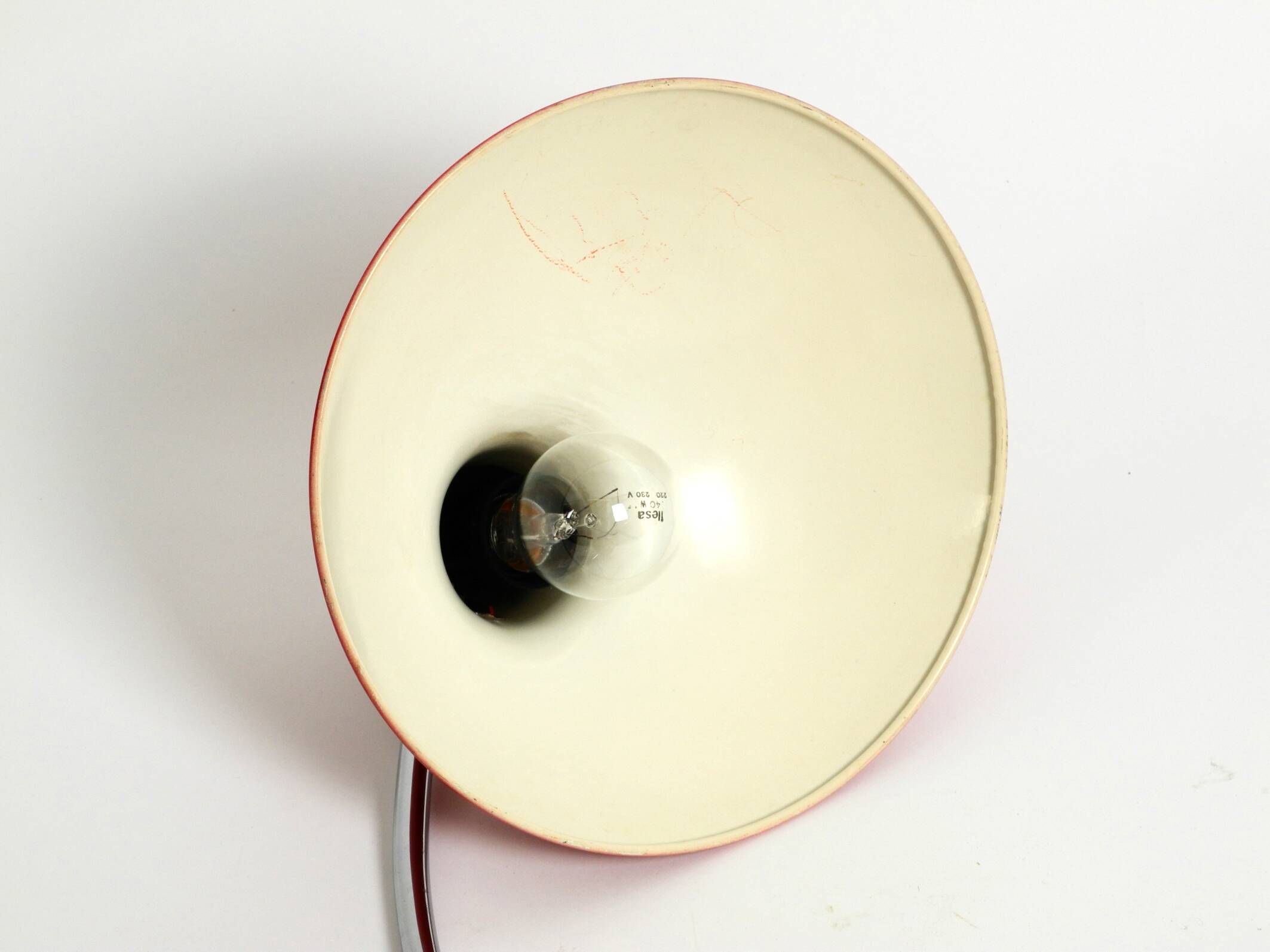Original red Kaiser Idell metal table lamp model 6786 from the 1960s