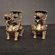 Old pair of candlesticks dog fô bronze
