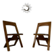 2 old folding chairs in wood and leather, postmodern design from the 80s vintage