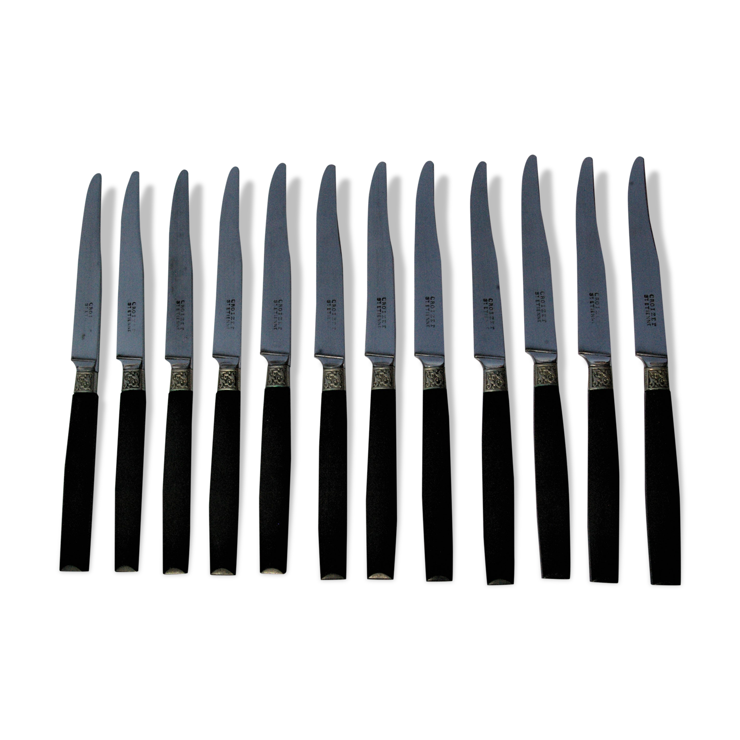 12 dessert knives hors d'oeuvre cheese- handle ebène