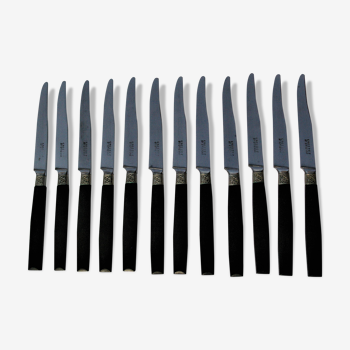 12 dessert knives hors d'oeuvre cheese- handle ebène