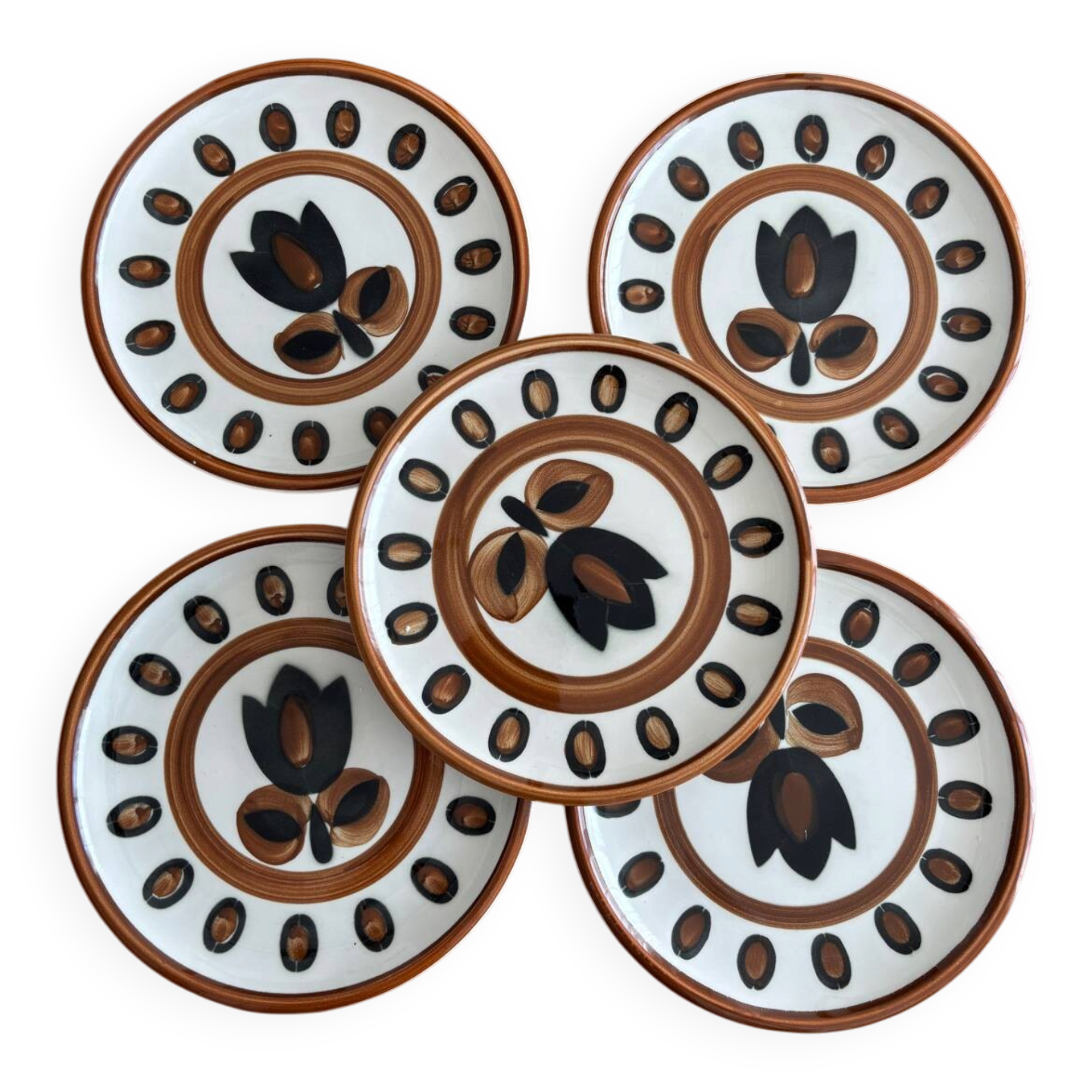 Boch La Louvière vintage dessert plates 1970 model Kimon.