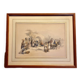 Old lithograph Fountain of the Virgin, Nazareth after David Roberts 20th century