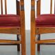 Ensemble de 4 chaises de salle à manger Art Nouveau / Jugendstil avec revêtement rouge