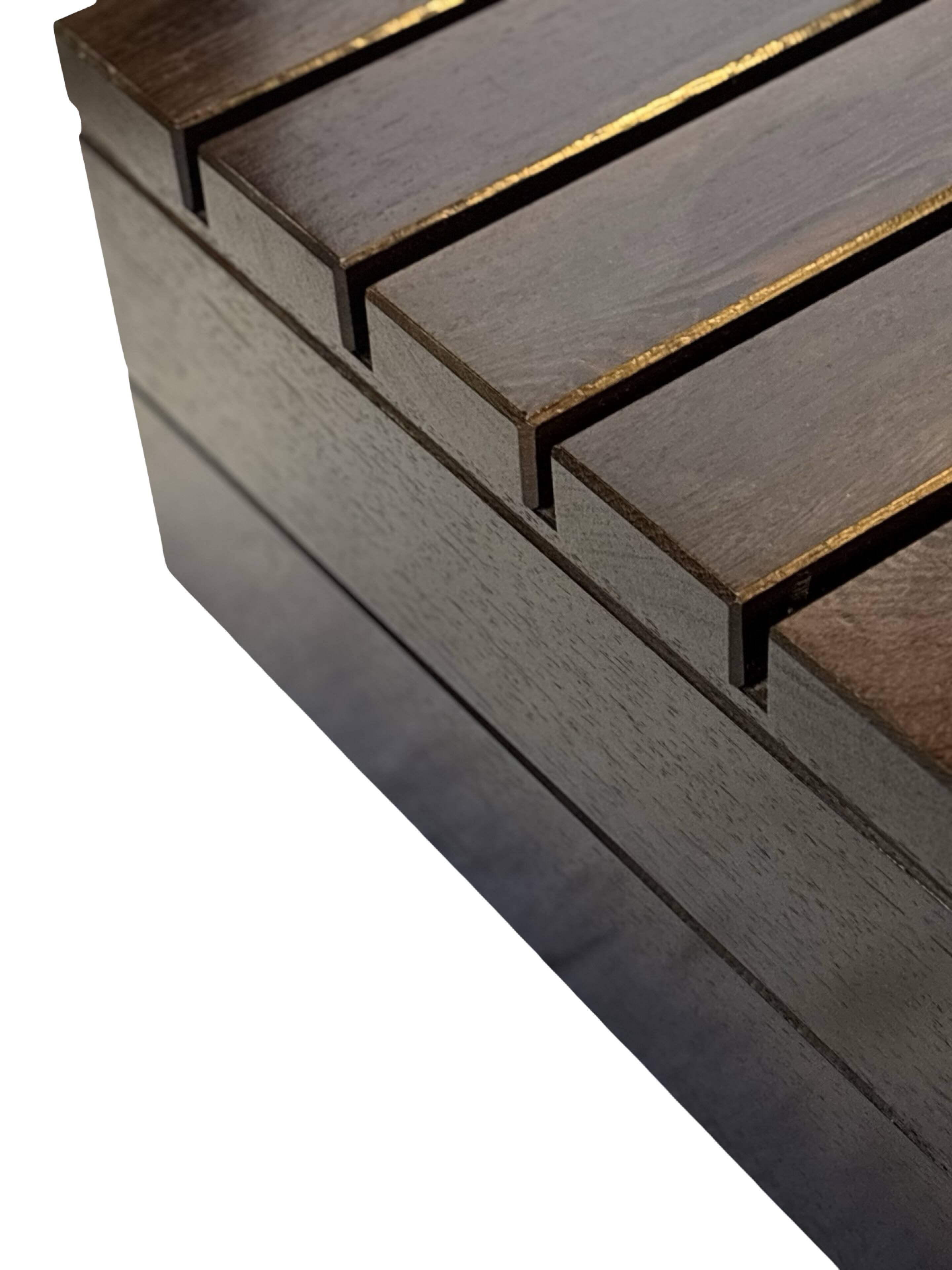 Vintage slatted coffee table design Wenge solid 70s minimalist