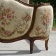 Solid wood bed frame with Jacquard fabric.