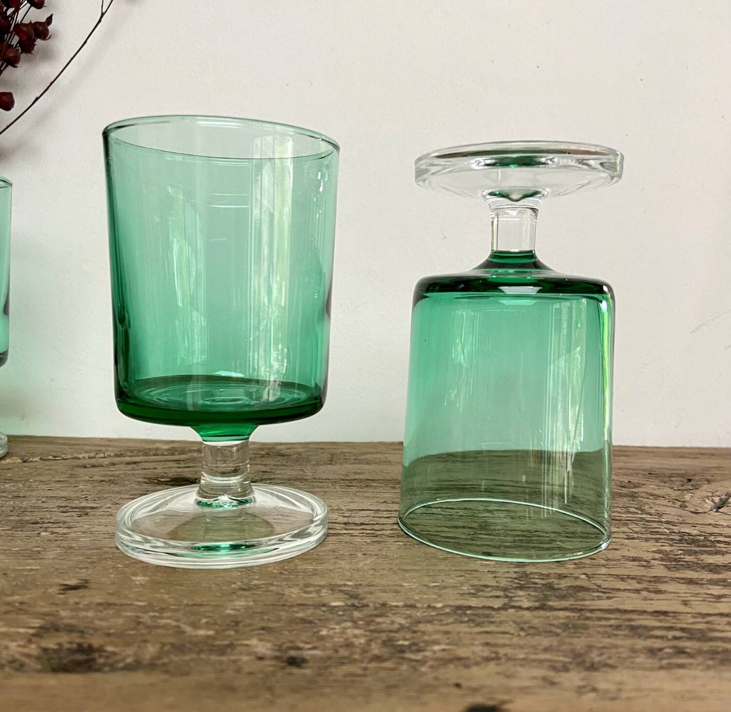 6 LUMINARC emerald green glasses