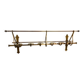 very beautiful wall-mounted coat rack wardrobe in brass from the 19th century