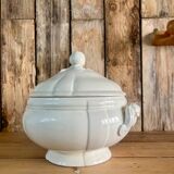 White iron earth soup tureen Sarreguemines