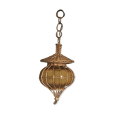 Suspension in wicker and amber glass