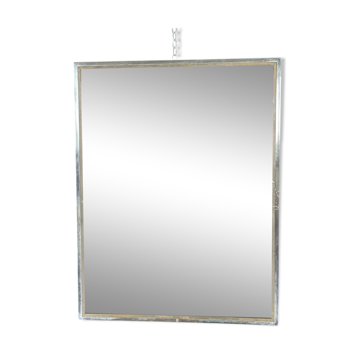 Italian vintage Romeo Rega chrome and brass mirror from 70s