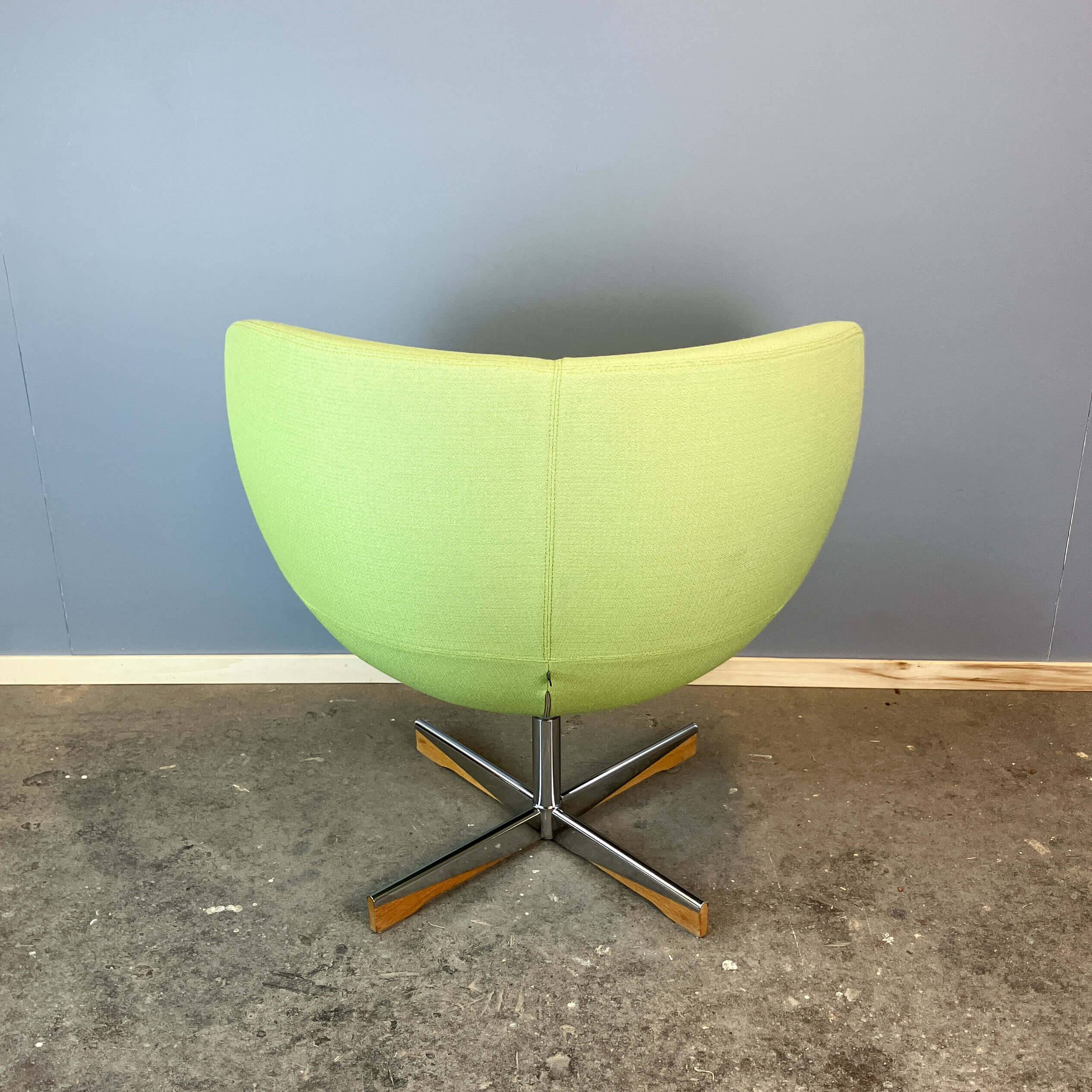 Lounge chair "Planet" by Stokke, chrome and lime green fabric cover, mid-century