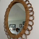 Rattan mirror flower shape