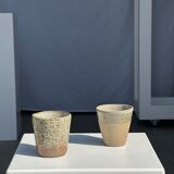 Set of 2 cups in Indonesian ceramic (brown & speckled glazed matte)