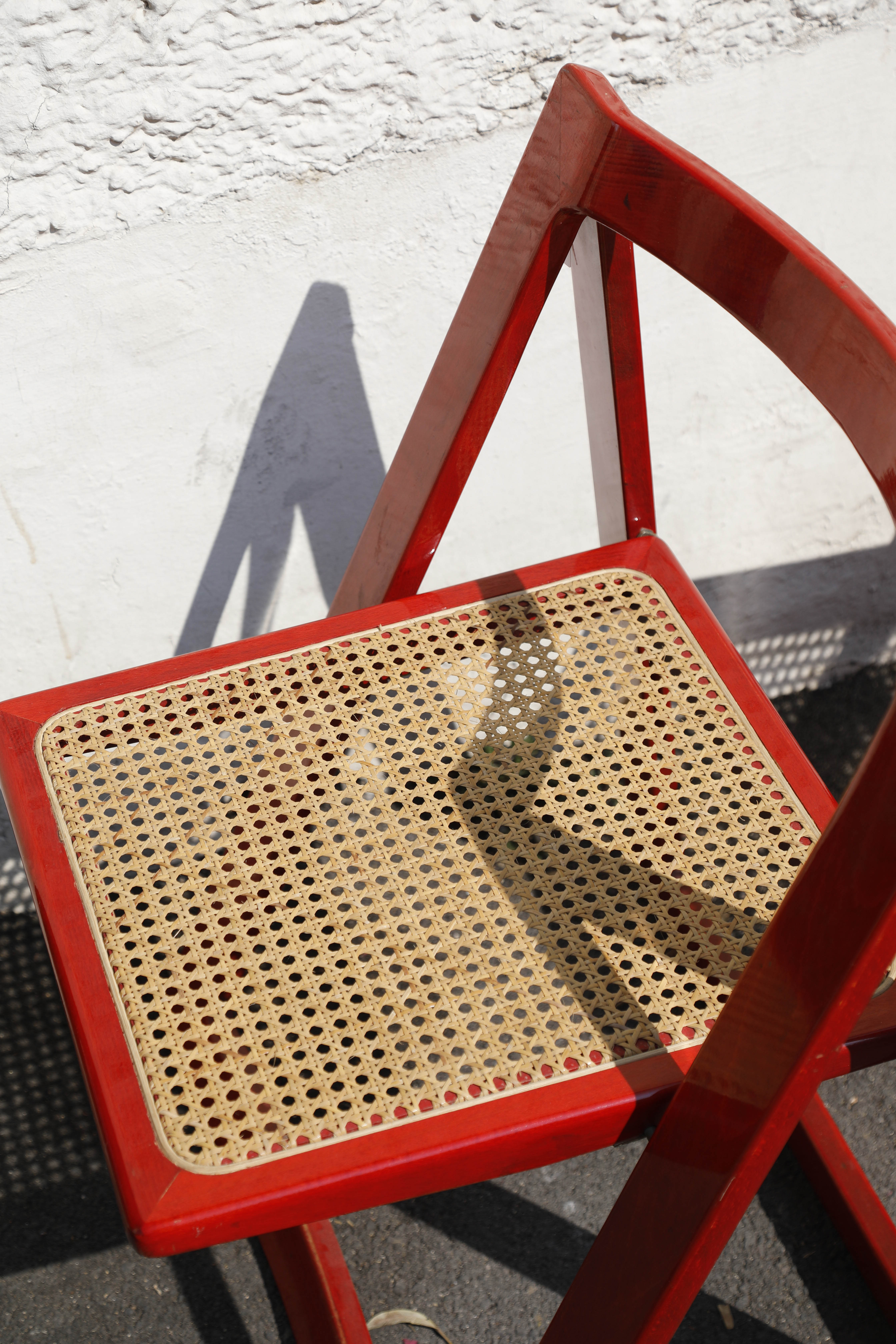 Pair folding canne chairs Bazzani 1960