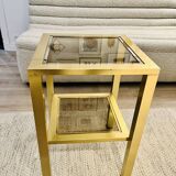 End of sofa glass and brass