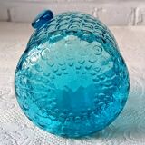 Ice bucket optical turquoise glass, vintage crystal