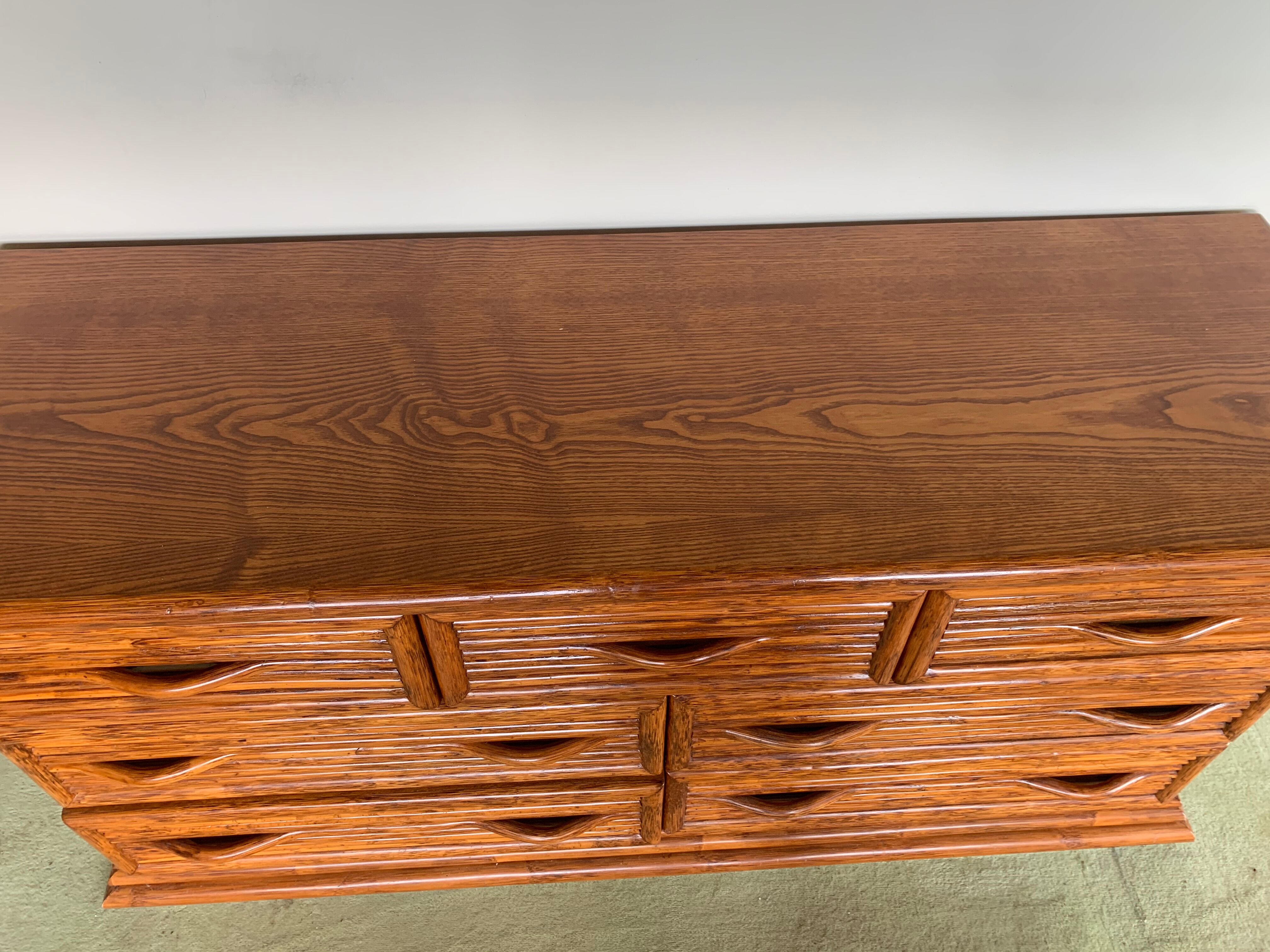 Rattan sideboard, Maugrion furniture design 1970