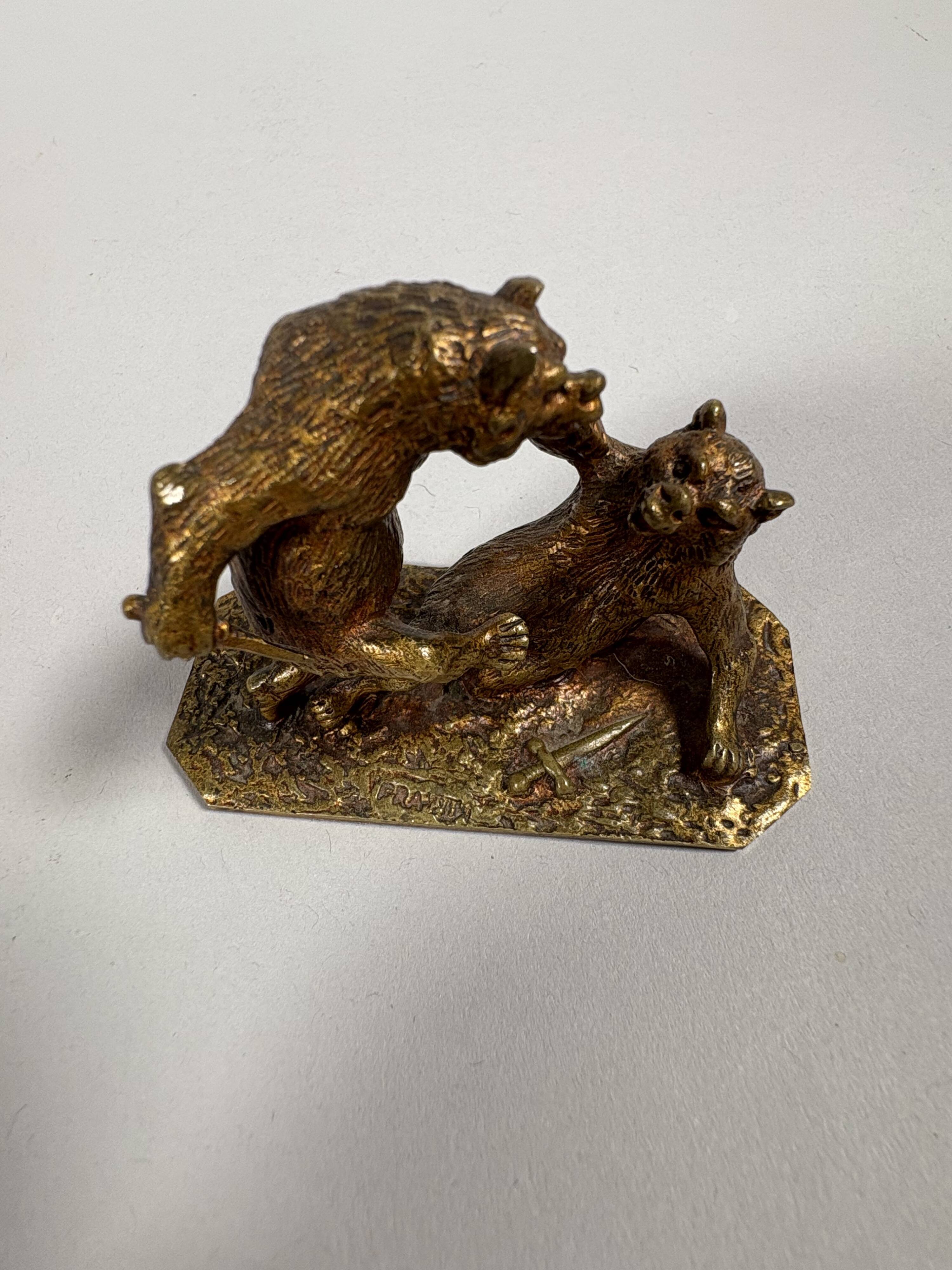 Christophe FRATIN (1801–1864) " Le combat d'ours" sculpture en bronze XIXe