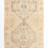 4x7 Soft Beige & Brown Oushak Vintage Rug 109x207Cm