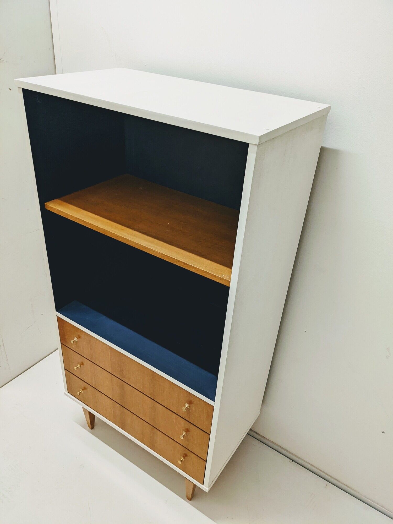 Vintage wooden storage cabinet / chest of drawers spindle feet / bookcase / column