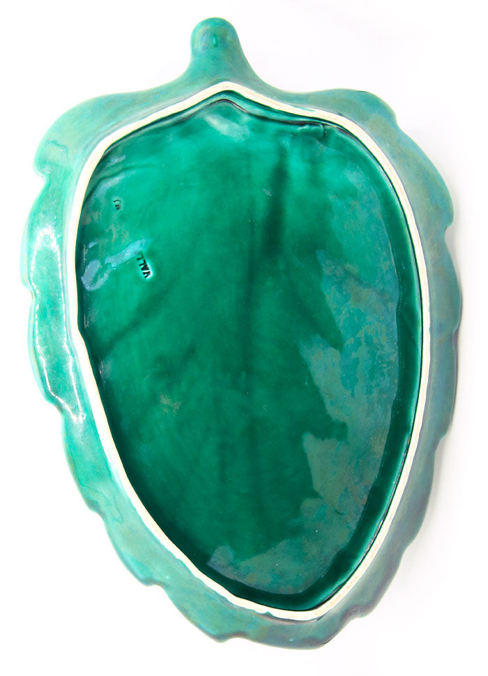 GREEN SLURRY LEAF DISH MADE IN FRANCE IN VALLAURIS