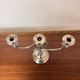 Vintage twisted chandelier with three lights in silver-plated metal.