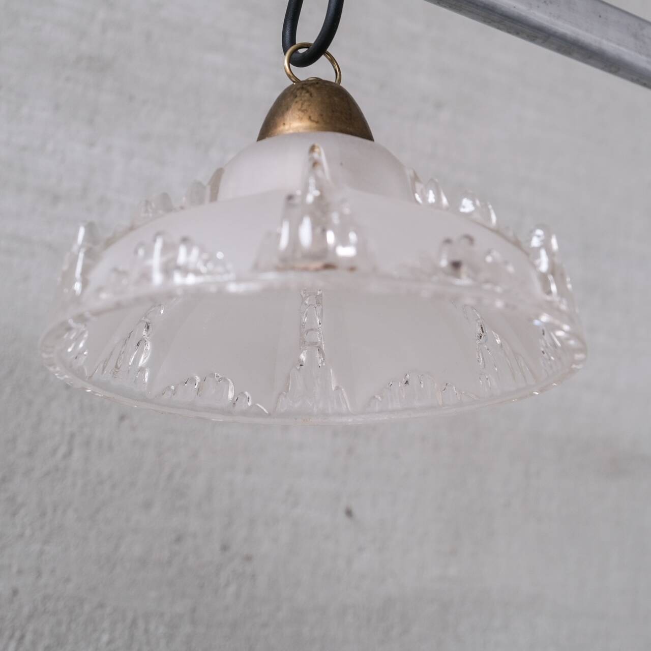 Pair of Mid-Century 'Ice' Glass Pendant Lights