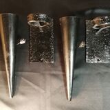 Paire d'appliques coniques en fer forgé, médiéval, électrifié en 1960
