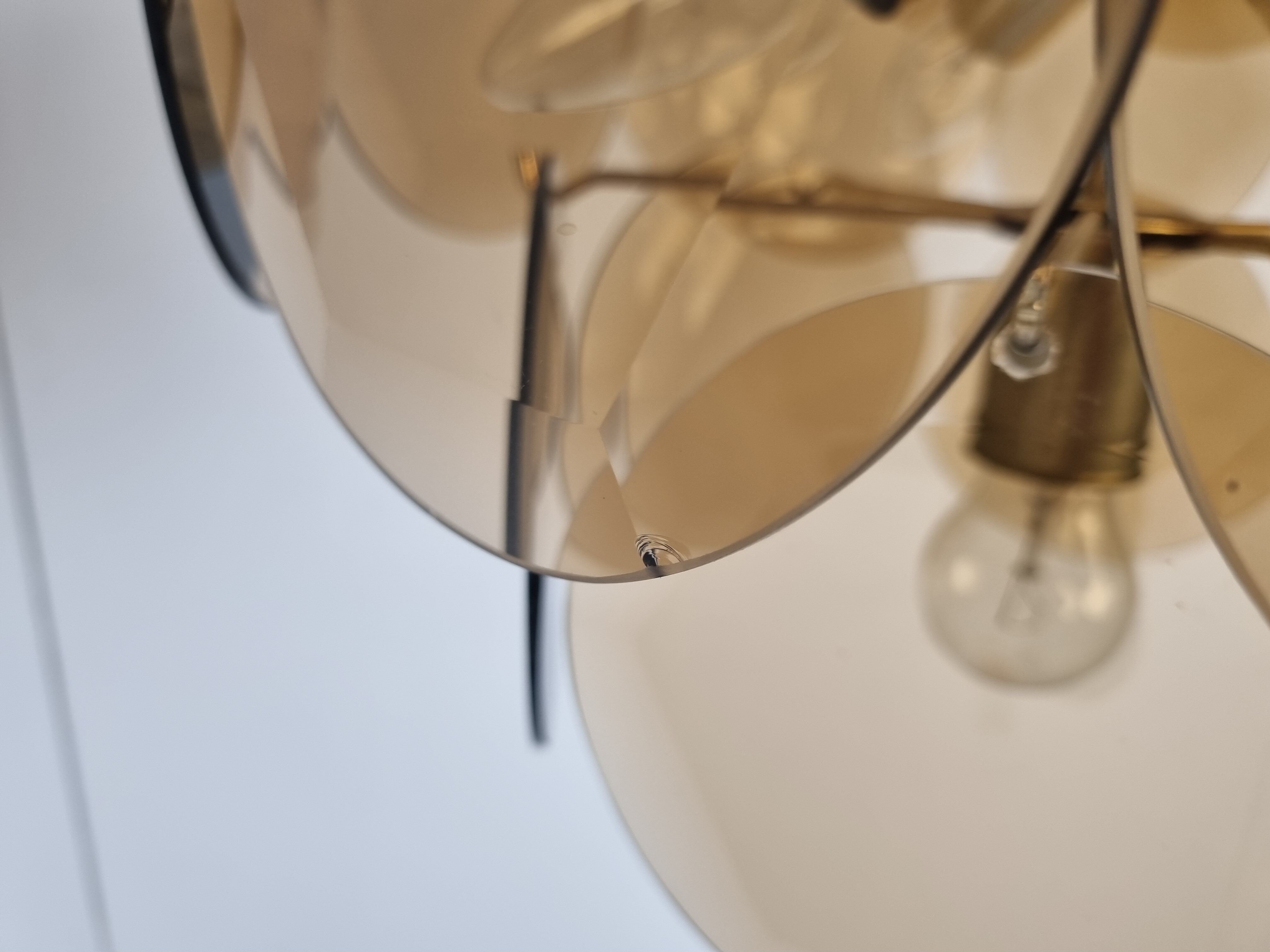 Mid century glass disk chandelier, 1970s