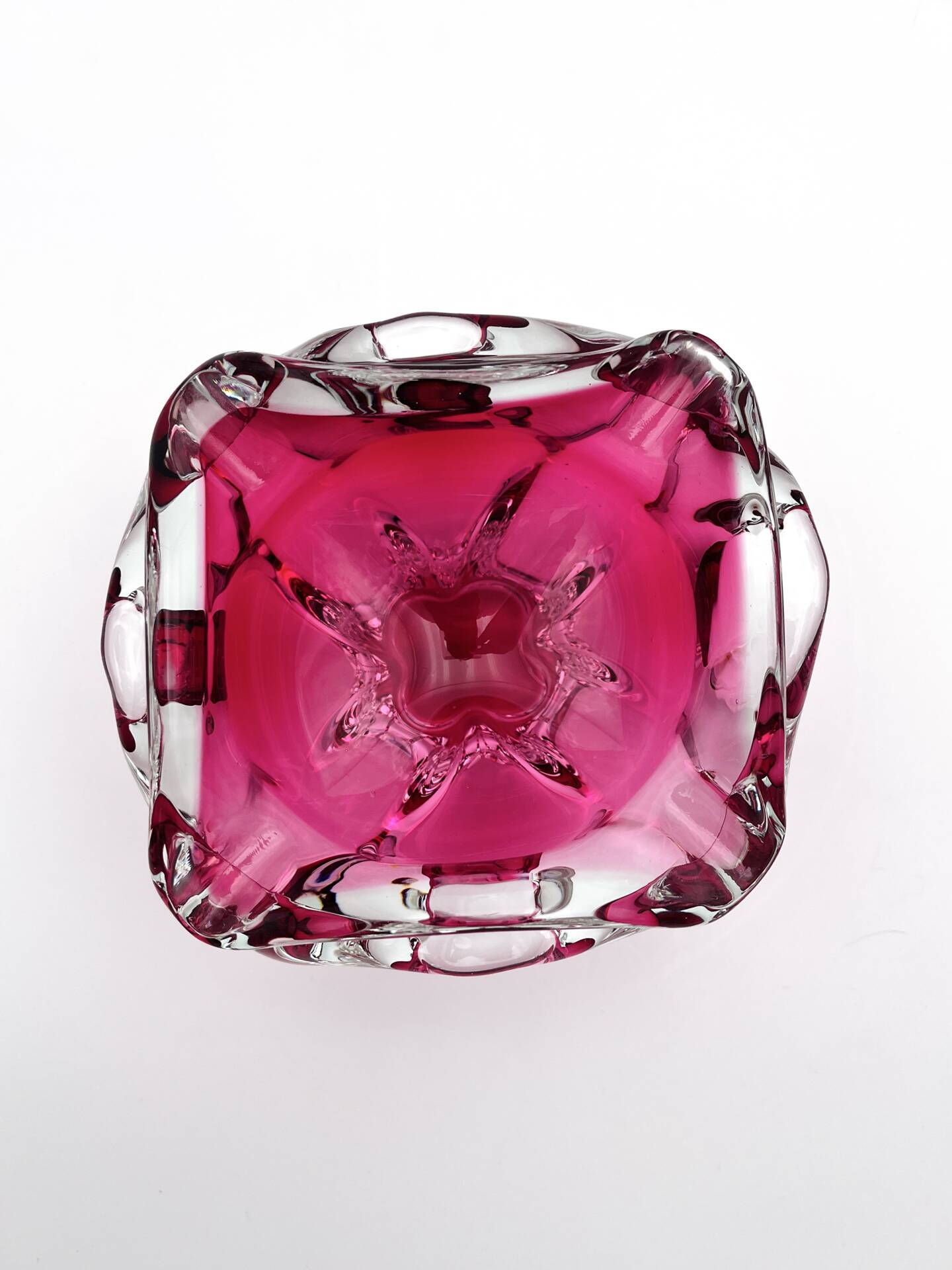 Bowl - Josef Hospodka - Sommerso Bohemian Crystal Pink