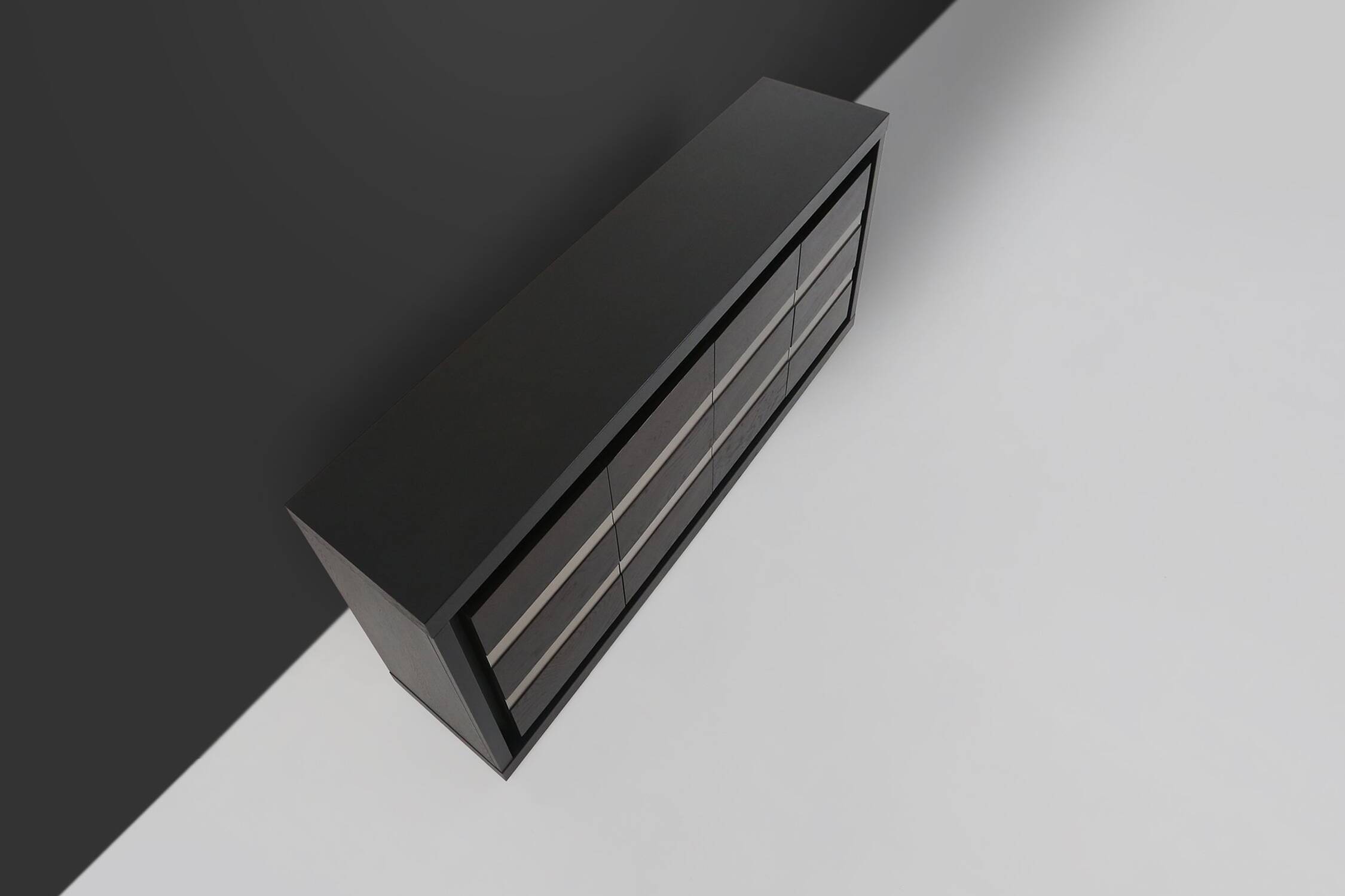 Brutalist Mid-century Belgian Black Oak Sideboard, Belgium 1970s