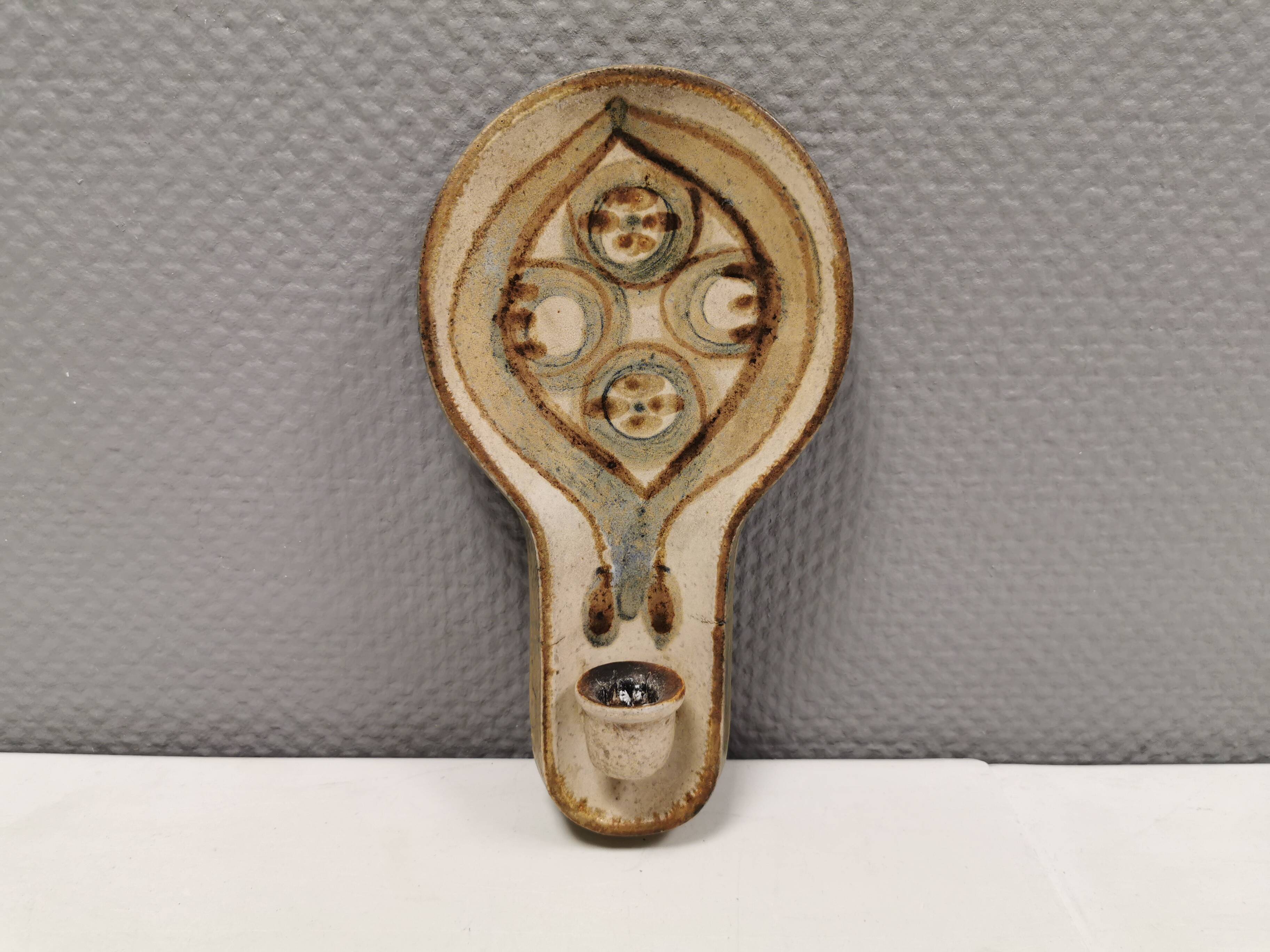 Wall-hung candle holder from Danish Søholm ceramics 1970s.