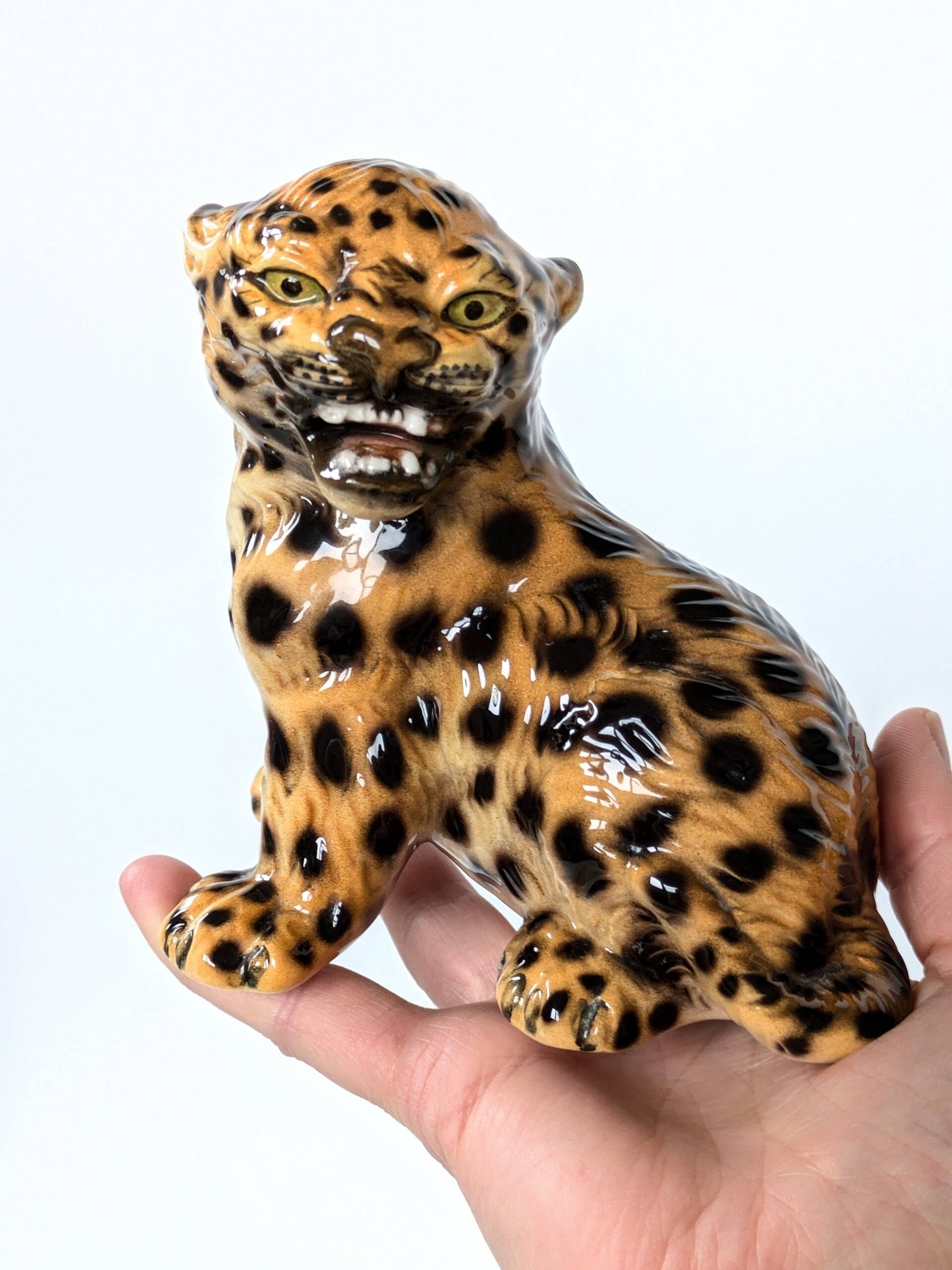 Porcelain Leopard Figurine | Ronzan Italy | 1960s