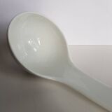 Louche de service à soupe en céramique blanche vintage
