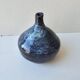 Small blue soliflore vase in glazed ceramic signed X (to be identified)