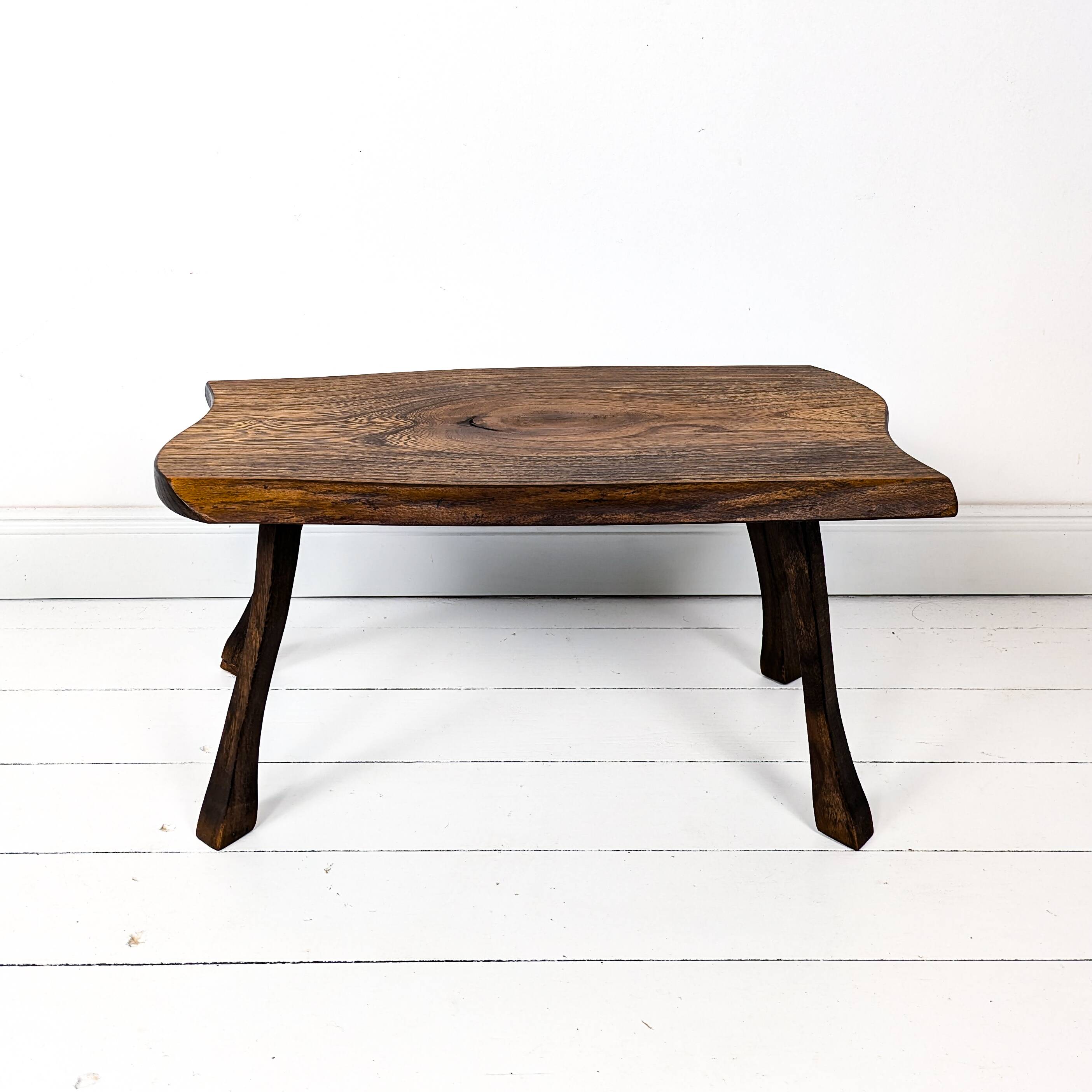 Mid Century Table d'appoint Pouf à fleurs Banc à fleurs Tabouret de chevet Bois massif Brutaliste Vi