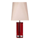Red metal sculptural table lamp with oversized lamp shade circa 1980